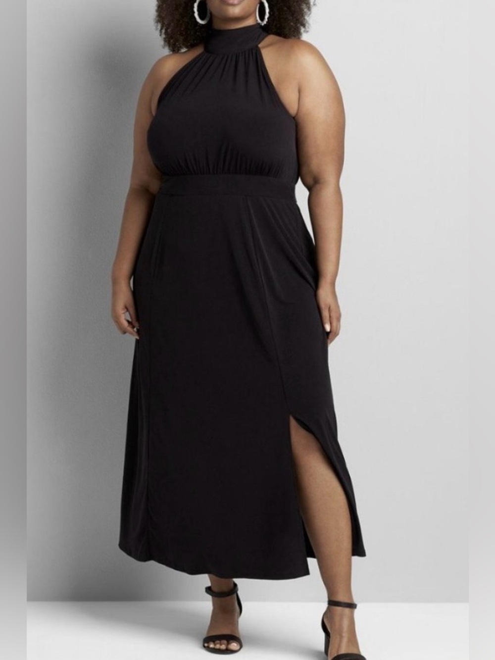 NWT Lane Bryant Black Knit Tie Neck Halter Maxi Dress Women’s Plus Sz 14/16